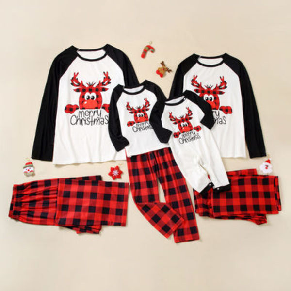 Julpyjamas Matchande Familj Pyjamas Nyår Sovkläder Mamma och jag Kläder Pojke Flicka T-shirt Byxor Kostym Baby Romper Look Sovkläder 1 price for 1pcs DOG L