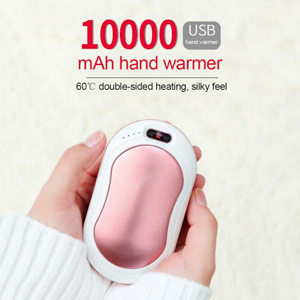 10000mAh Håndvarmer USB Power Bank Bærbar Elektrisk Lomme Håndvarmer Digitalt Display Lommelykt Julegave C 11*6.3cm
