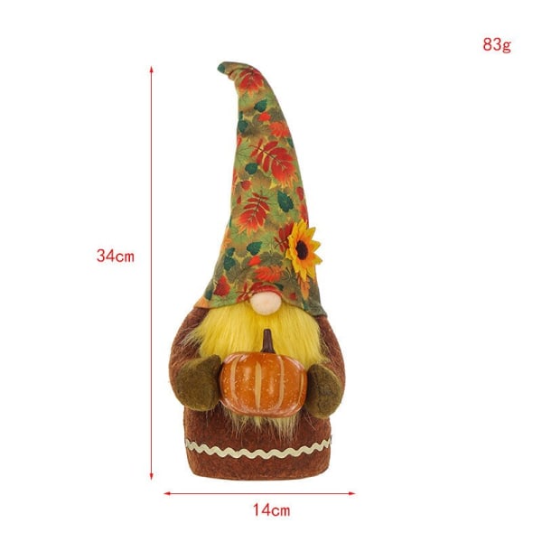 Kurpitsa-asusteet Kääpiöpehmolelu Söpö Halloween Kasvoton Kääpiötonttu Koriste Puutarhahuoneen Sisustus Kodin Tarvikkeet Yellow plaid hat