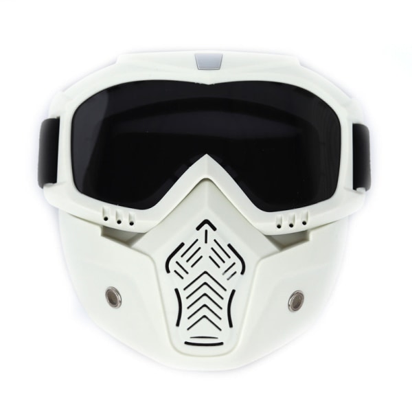 Lumilautailu naamio moottorikelkkailuun, laskettelulasit, tuulenpitävät suojalasit motocrossiin suukappaleella Sand white frame Gray piece 17cm