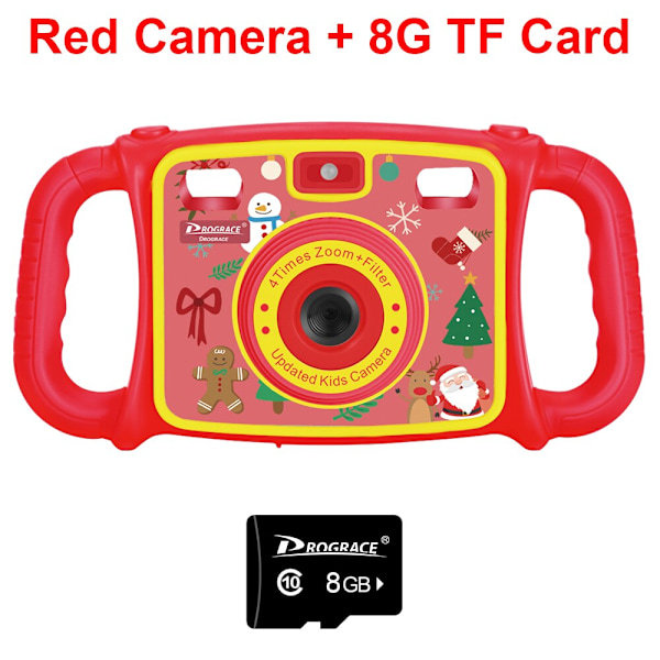 Videokamera Leksak för Barn Digitalkamera Foto Barnkamera Flickleksak Barn Födelsedag Julklapp för Flicka Pojke Pink Camera 8G Card