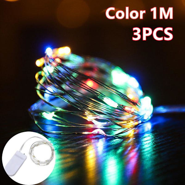 3 STK Stjerneklart Romantisk LED Gardinlys til Juletræ/gave/Hjem/Guirlande/Dekoration Multicolor 3M-3PCS