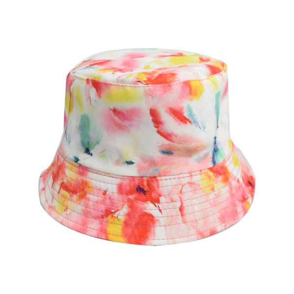 Unisex Vendbar Tie Dye Print Bøttehatt med brem Utendørs Sol Safari Camping Fiske 2# One Size