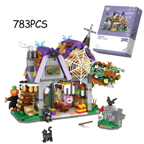 LOZ Creative MINI Halloween -mökki rakennuspalikka MOC Kurpitsavaunu Hyvää Halloween-koristelua Tiilet Pojat Lasten lelut Lahjat Model A with box