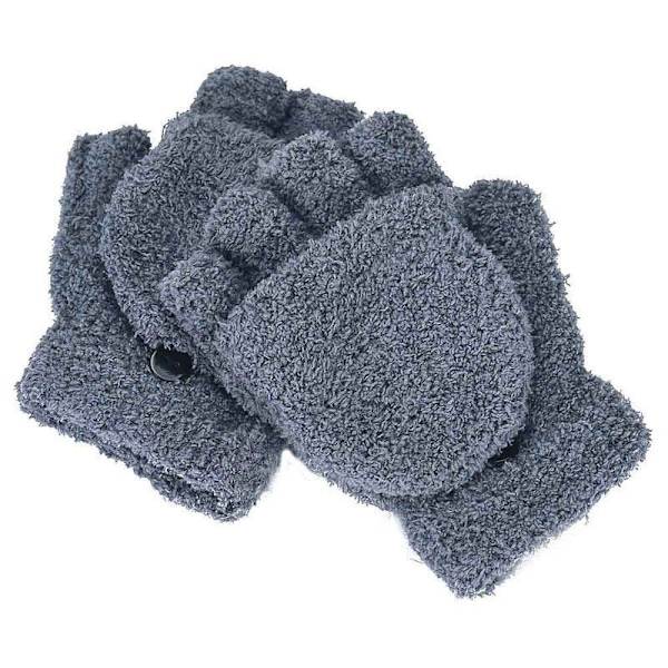 Vinter Varma Tjocka Ullhandskar Stickade Flip Fingerlösa Flexibla Exponerade Finger Tjocka Handskar Vantar Män Kvinnor Handske Gray