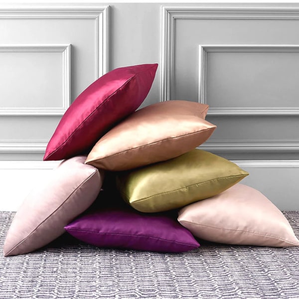 1kpl 45*45cm Satiininen tyynyliina Mukava neliönmuotoinen kodin sohvan sisustus Yksivärinen koristetyynyn päällinen Satiininen tyynynpäällinen khaki