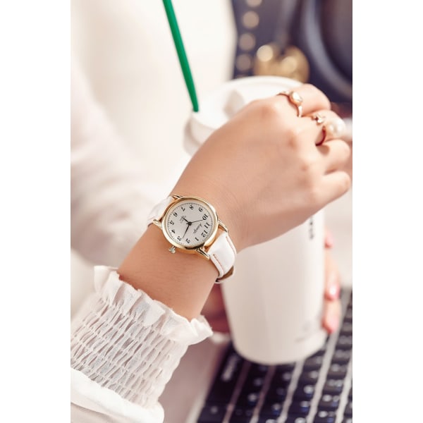 Dame Quartz Klokke for Studenter Herre Lærbelte Casual Par Klokker Men's coffee belt