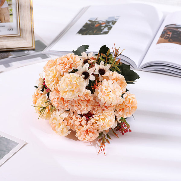 15 blomsterhoved silkehortensia kunstig blomst hvide bryllupsblomster lille buket falsk blomst fest DIY dekoration B9