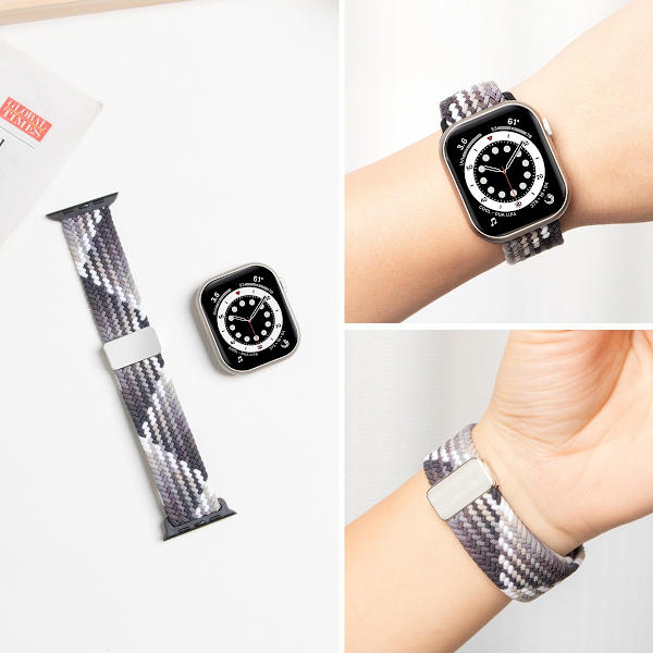 Klockarmband för Apple Watch iWatch för 42-44-45-49mm svart färg metall starkt magnetiskt spänne