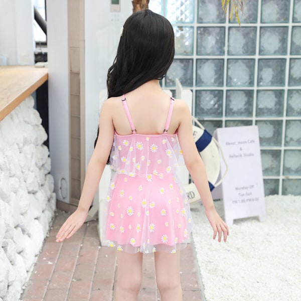 Baddräkt Barn Flickor Hel Baddräkt Baby Söt Flicka Västerländsk Stil Småbarn Barn Tonåringar Delad Baddräkt Pink small chrysanthemum 5XL