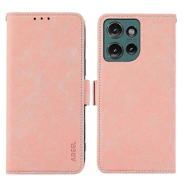 ABEEL Frostat Magnetiskt RFID Läder Telefonfodral Pink For Motorola Edge 60 Fusion