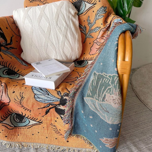 Yaapeet Strandtæppe Mode Håndklæde Campingmåtte Picnic Tæppe Dæmon Øje Hjem Sofa Kast Tæppe Lejr Telt Udendørs Ondt Øje Deco Xt07-11 130x150