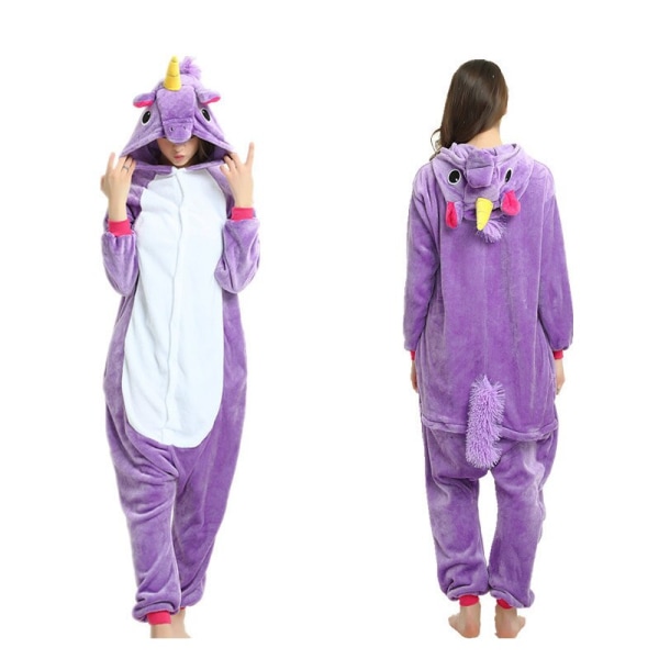 Unisex Unicorn Stitch Onesies Dam Vinter Jul Pyjamas Nattkläder Kostymer Vuxna Flanell Sovkläder Pyjamas Puple Tenma L