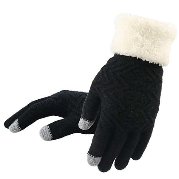 Vinter Dam Stickade Handskar Pekskärm Kvinnliga Handskar Stickade Tjocka Varma Hel Finger Mjuka Stretch Stickade Vantar Dam Guantes Gray Free Size