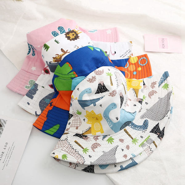 Baby Bucket Hatt Barn Sommarhattar för Pojkar Dinosaurie Tryck Panama Hatt Barn Fiskarhattar Flickor Strandhatt Casquette Cactus One Size(47-50cm)