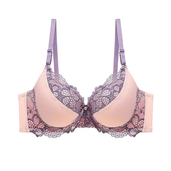 ABC Cup Kvinnor BH Sexig Kvinna BH Underkläder Soutien Gorge Kvinnlig Bralette Push Up Spetsunderkläder Lavender 85B