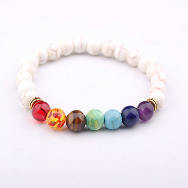 Naturstein 7 chakra energi Buddha perlearmbånd tigerøye stein Lapis Perlet livets tre Anheng fargerikt armbånd for kvinner Howlite