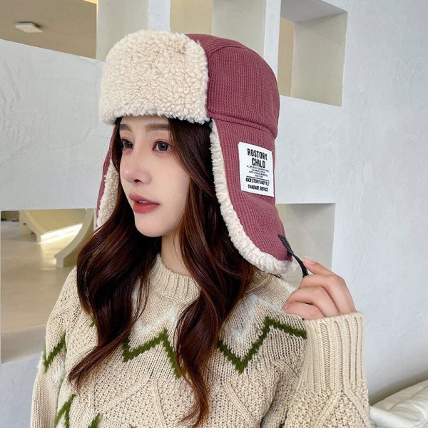 Varm Lei Feng-hatt for kvinner, vinter, ski, ørebeskyttelse, kuldebestandig bomull, utendørs, student, sykkelhatt for menn, vind- og kuldehatt gray One Size