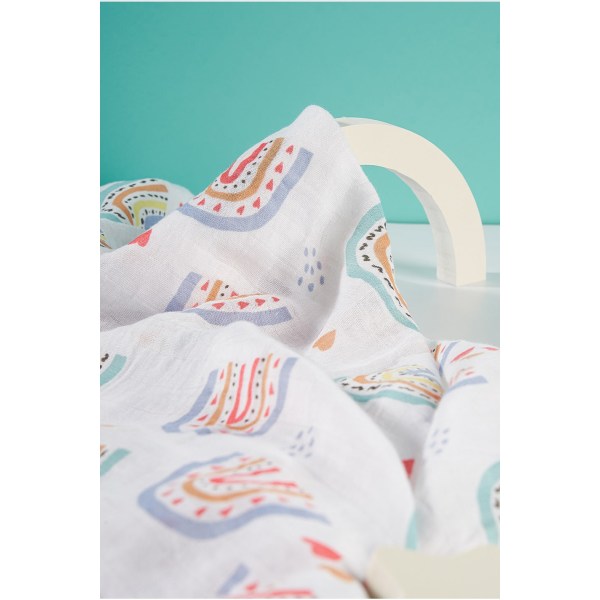 Happyflute New Promotion Mjuk Muslin Bambu Bomull Baby Wrap Printed Nyfödd Multifunktions Swaddle Filt 120*110cm BC05 120X110CM