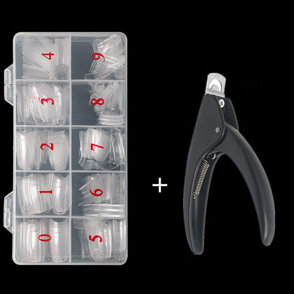 Halvtäckande Lösnaglar, 500 st Akryl Lösnagel Manikyrset, Konstgjorda Naglar i Fransk Stil med Design för Nagelkonst Clear clippers