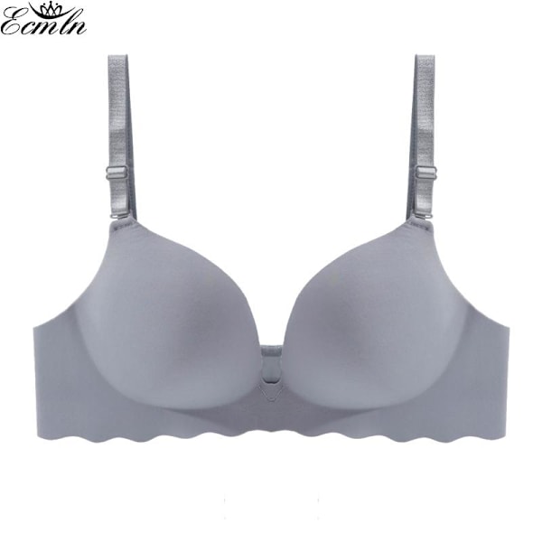 Seamless BH med vågigt mönster i ett stycke för dam, plus size, push up-bralette, lätt och andningsbar underkläder Grey 32/70BC
