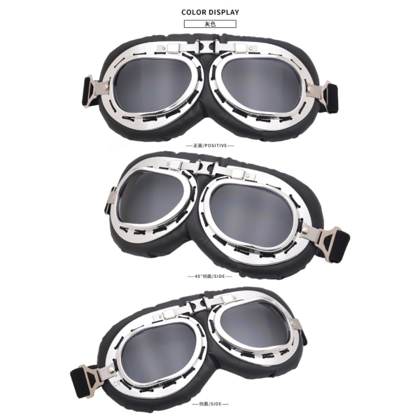 Harley-lasit Moottoripyörälasit Ajolasit Retro-lasit Ulkoilu Tuulenpitävät Lasit Gray 17cm