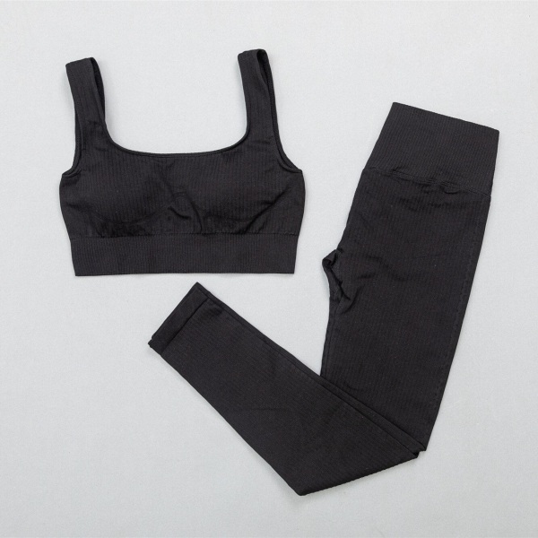 Yoga Suit Fitness Yoga Set Träningskläder Legging BH för kvinnor 3 pcs sets black L