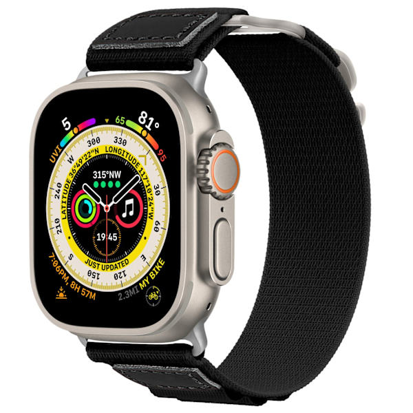 Klockarmband för Apple Watch iWatch 42/44/45/49mm Svart Svart Läder
