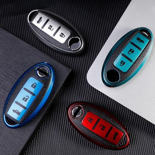 Læder TPU Bil Nøgle Etui Cover til Nissan Leaf Micra Qashqai J11 J10 X Trail T32 Versa Note Patrol Nøgle Fjernbetjening Cover Tilbehør 4 - 2 Silver