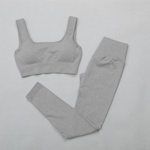 Yoga Set Träningskläder För Kvinnor Fitness Kläder Långärmad Yoga Dräkt BraPants Brown M