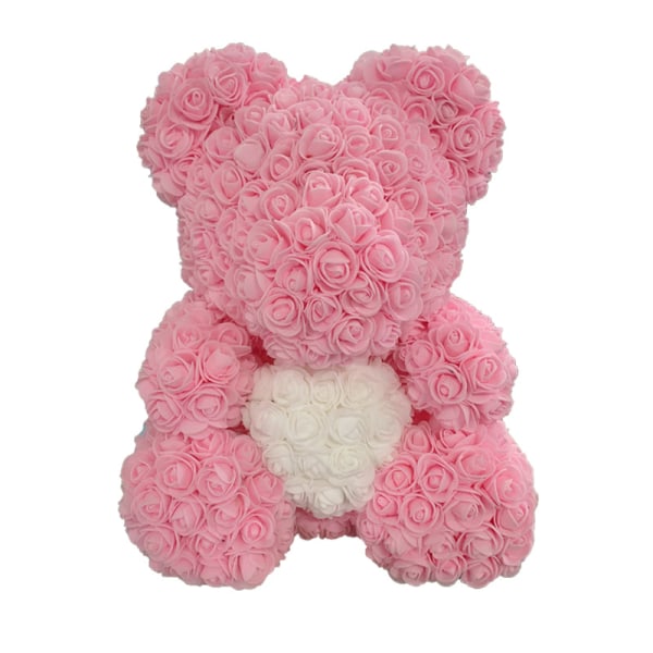 40cm Rose Bear Heart Konstgjord Blomster Rose Nalle För Kvinnor Alla hjärtans bröllop Födelsedag Julklapp Grey Pink H 40CM