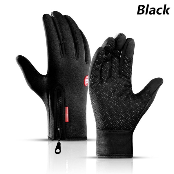 Vinterhandskar, pekskärm för män, halkfri unisex Vattentät, vindtät Varm cykling Kallhandskar Mode Dragkedja Sporthandskar Style3-Black S