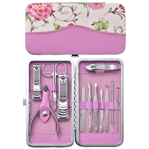 Nagelsaxset i rostfritt stål Nagelklippare Manikyr Manikyrverktyg Nagelklippare Present Manikyrverktyg 12 pieces Camellia