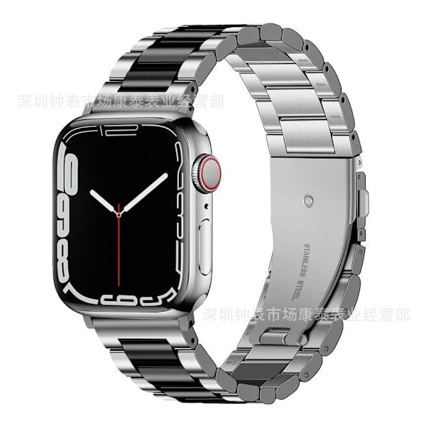 Klockarmband för Apple Watch iWatch 42/44/45/49mm Silver Svart