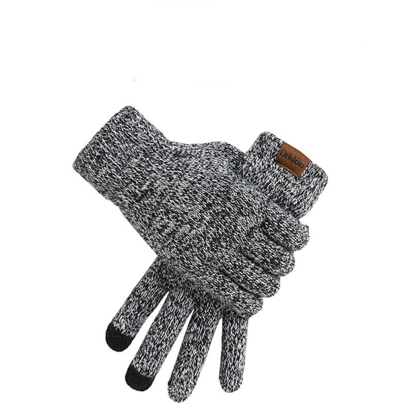 Höst och Vinter Ny Stickad Mössa Kostym Herr och Dam Vinter Enfärgad Halsduk Mössa Tredelat Set Heather Gray