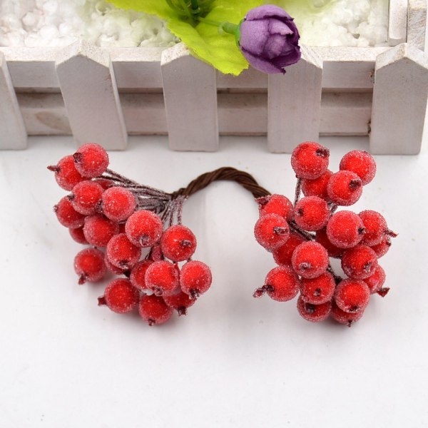 40 st Mini Konstgjord Blomma Frukt Skum Bär Juldekoration Bukett För Bröllop Heminredning DIY Scrapbooking Bacca Krans A15