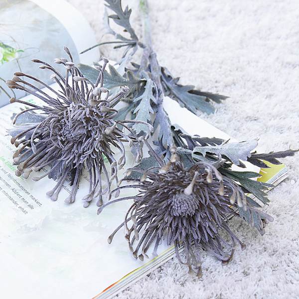 Kunstige Blomster Kort Gren Krabbeklo 2 Gaffel Nålepude Juleguirlande Vase til Hjem Bryllupsdekoration Falsk Plantning Purple