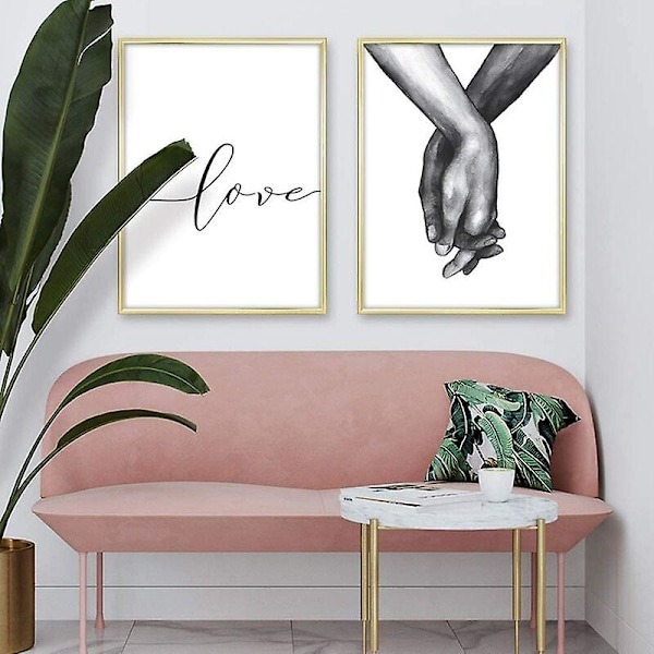 Sæt med 3 Sort og Hvid Plakater med Hænder og Kærlighedscitat Væg Soveværelse Dekoration Maleri på Lærred Stue Deco Plakat Uden Ramme T-Audac