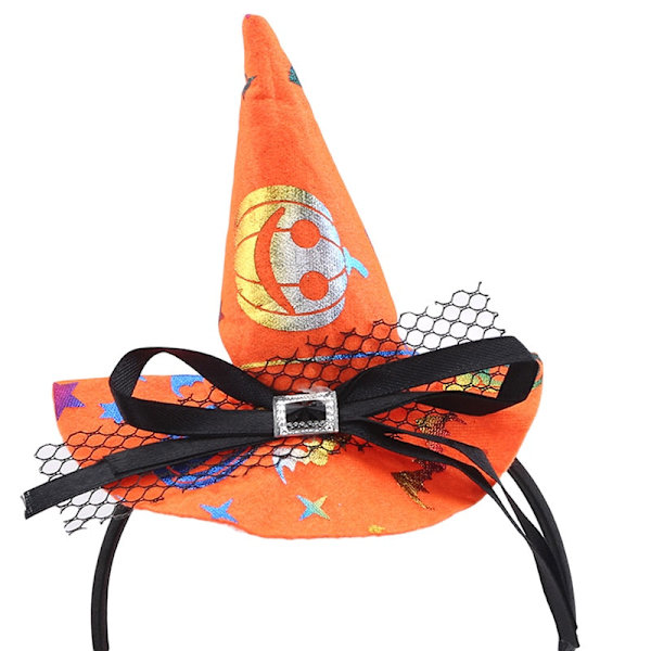 Halloween Kurpitsapanta Oranssi Noidan Cosplay Päähine Halloween Juhlatarvikkeet Hiustarvikkeet Hattu Colorful cobweb