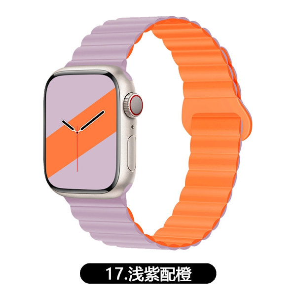 Kellon ranneke Apple Watch iWatch Yhteensopiva: 10. sukupolvi 42mm 17 vaalean violetti oranssilla