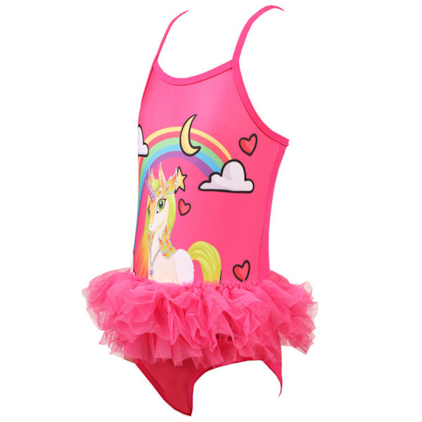 Badedrakt Barn Enhjørning Trykt Mesh Hel Badedrakt BlueHC09 140/146cm（7-8 Year）