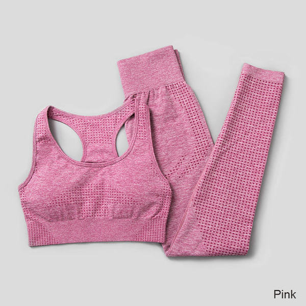 Yoga Set Träningskläder Sportkläder Gym Kläder Fitness Leggings Toppar För Kvinnor 3 pcs set wine red M