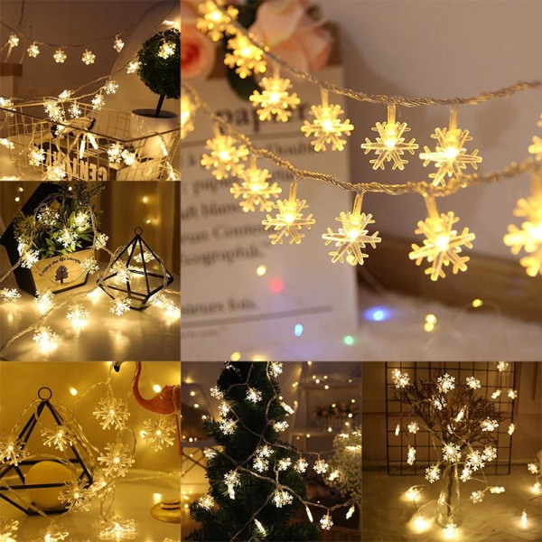 Snöflinga LED-ljus Juldekor för hemhängande girland juldekorationer julgransdekor Noel Navidad warm white 1M 10Led