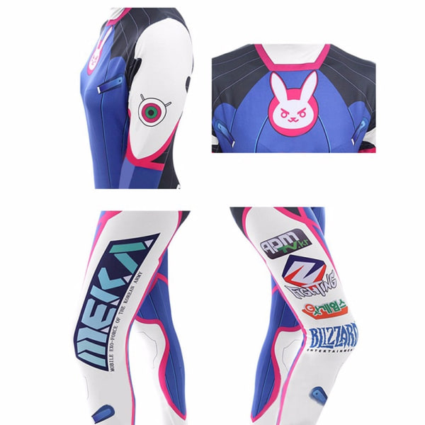 Dva Cosplay Kostume Spil Kvinde Voksen Barn Lycra 3D Print Spandex Halloween Fest Zentai Paryk Sæt Pistol D.Va cos Clothing plus pistol L