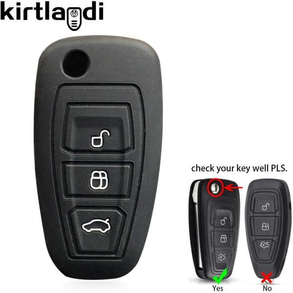 Silikon Bilnøkkel Deksel Skall for Ford Kuga Focus Mk3 Mk4 Mondeo Fiesta Titanium Ecosport Transit MK8 Cover Fjernkontroll Tilbehør A dark grey 1PC