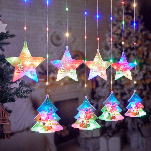 Julmåne Dekorativ Ljusslinga Gummikabel Gardin Ljus Färg Ljus Butik Julstämning Layout Vattentät Ljuskedja Warm White XINGX Christmas tree