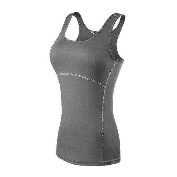Yoga Trøje Løbe Hurtigtørrende Vest Høj elasticitet Tætsiddende Kvinder grey. XXL