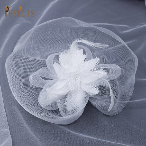 JM02 Hvit Svart Brudeslør Fascinator Fuglebur Slør Bryllupshatt Kort Brud Ansiktslør Sjarmerende Kvelds Blusher Slør Brudehodeplagg White