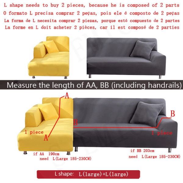 solida hörnsofföverdrag sofföverdrag elastiskt material soffa hudskydd för husdjur chaselong cover L-form sofffåtölj color 18 4-seat 235-300cm 1pc