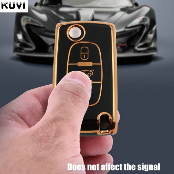 Nytt TPU Bilnyckelfodral Skydd För Peugeot 107 206 207 307 308 406 För Citroen Xsara Picasso C2 C3 C4 C5 C6 C8 Väska 2 button Red